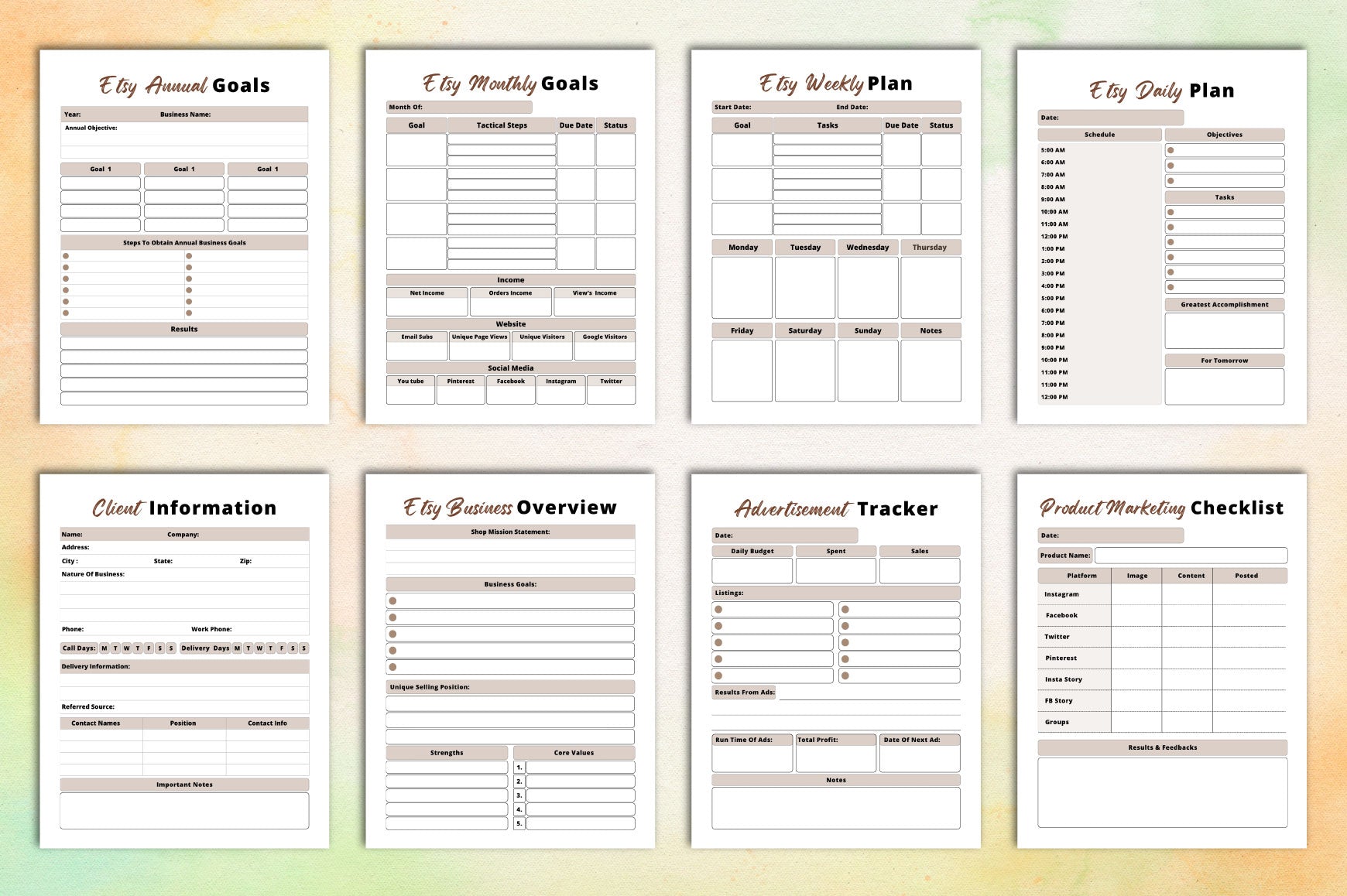 Etsy Shop Business Planner