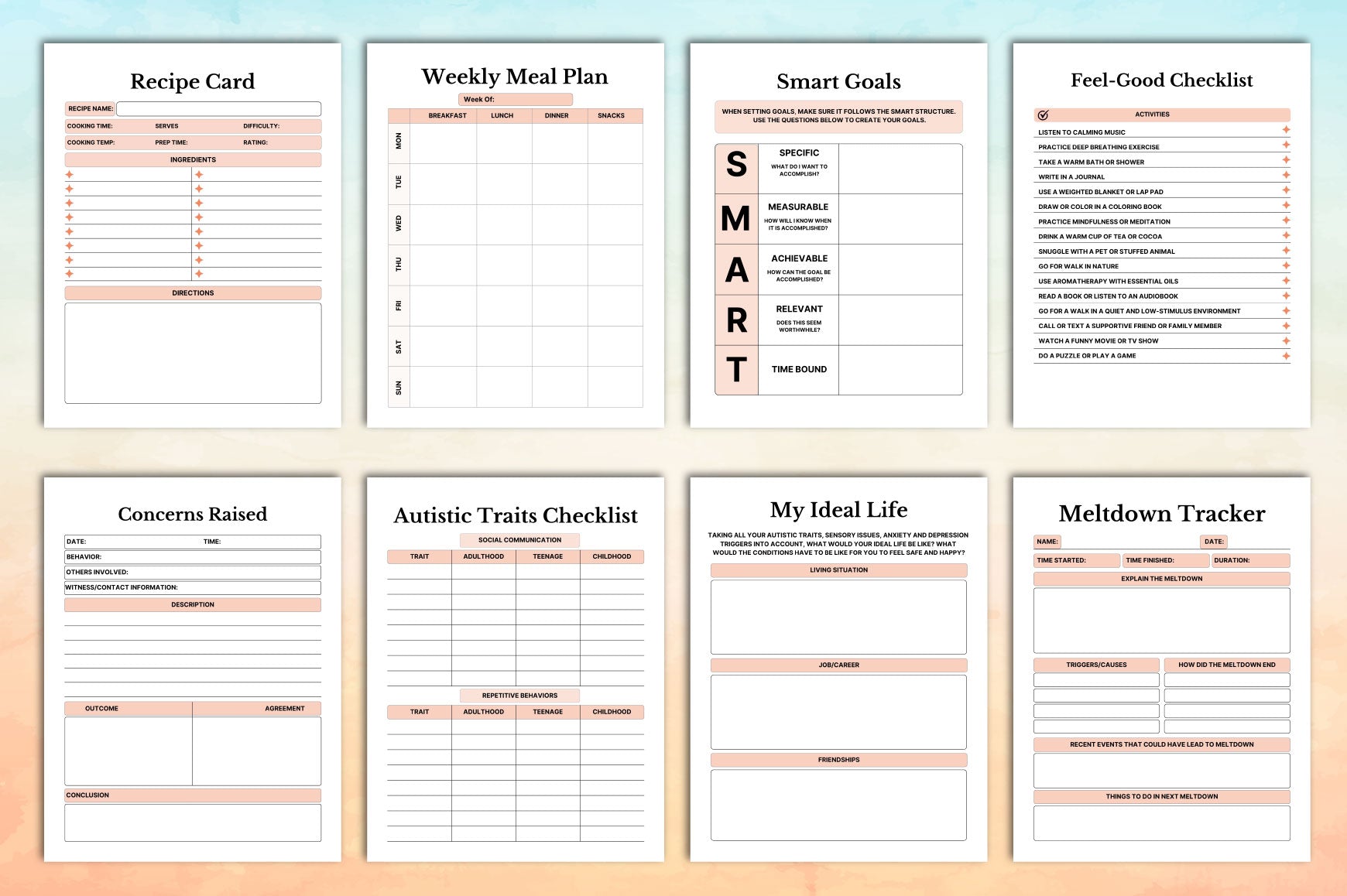 Autism Planner Guide Printable Pages