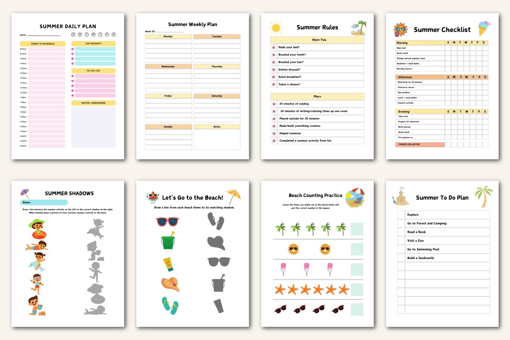 Summer Activity Planner for Children