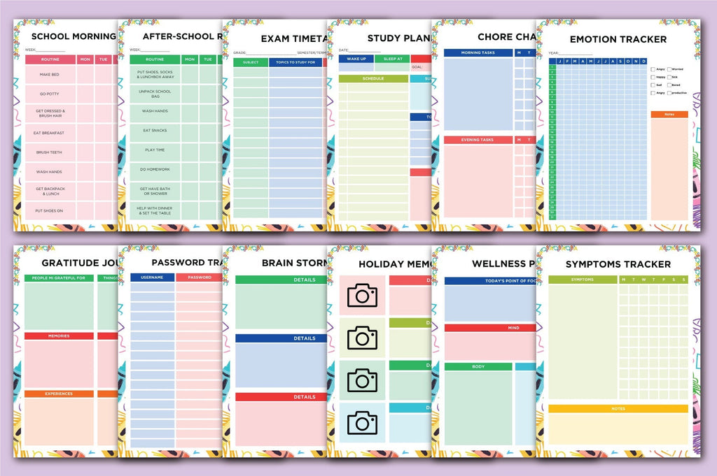ADHD Kids Planner routine charts and habit tracker printable template