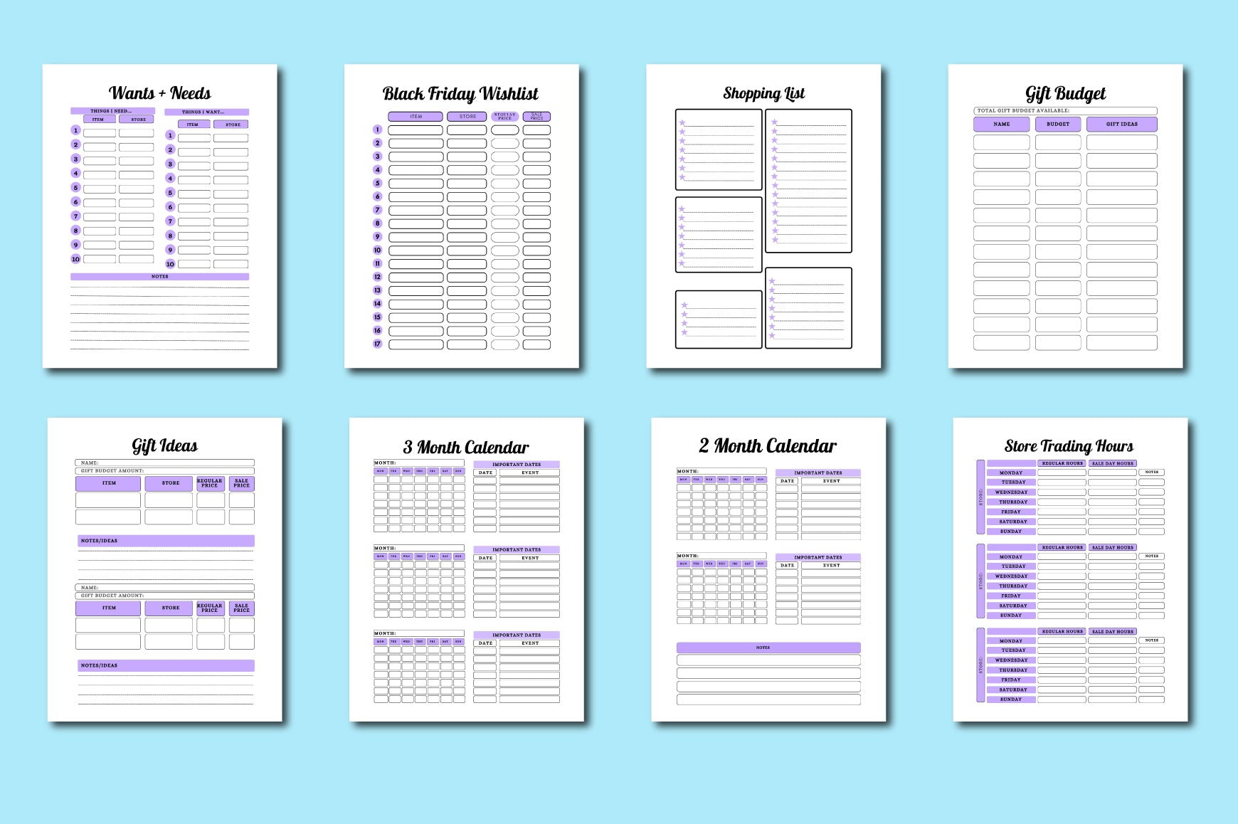Black Friday Personal Shopping Planner
