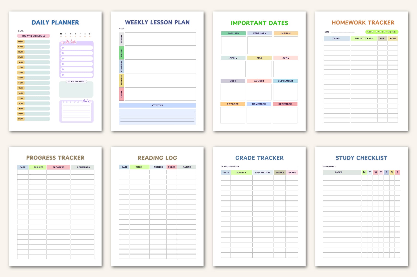 School Year For Kids Planner
