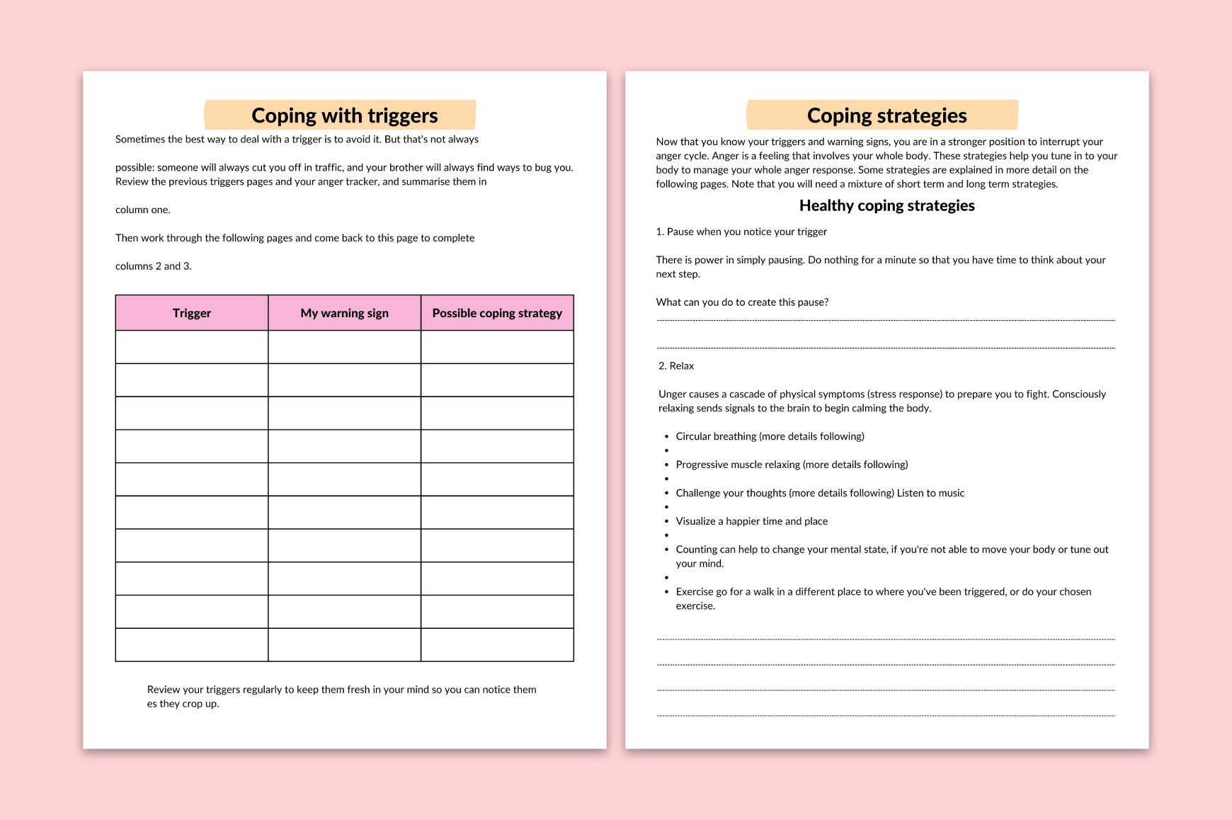 Anger Management Planner