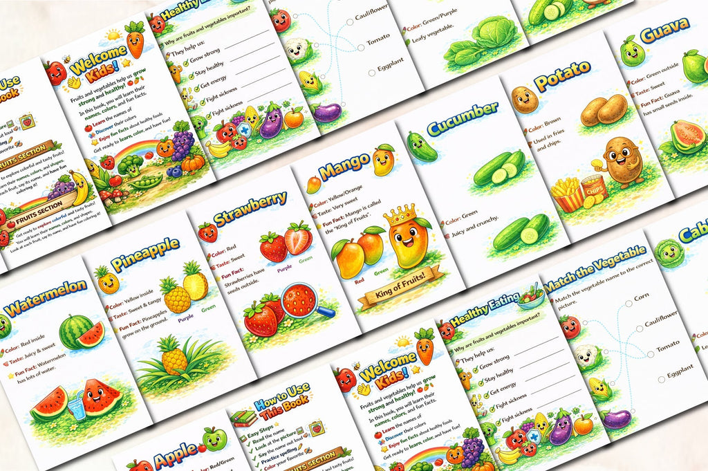 Kids Fruits and Vegetables Chart Planner