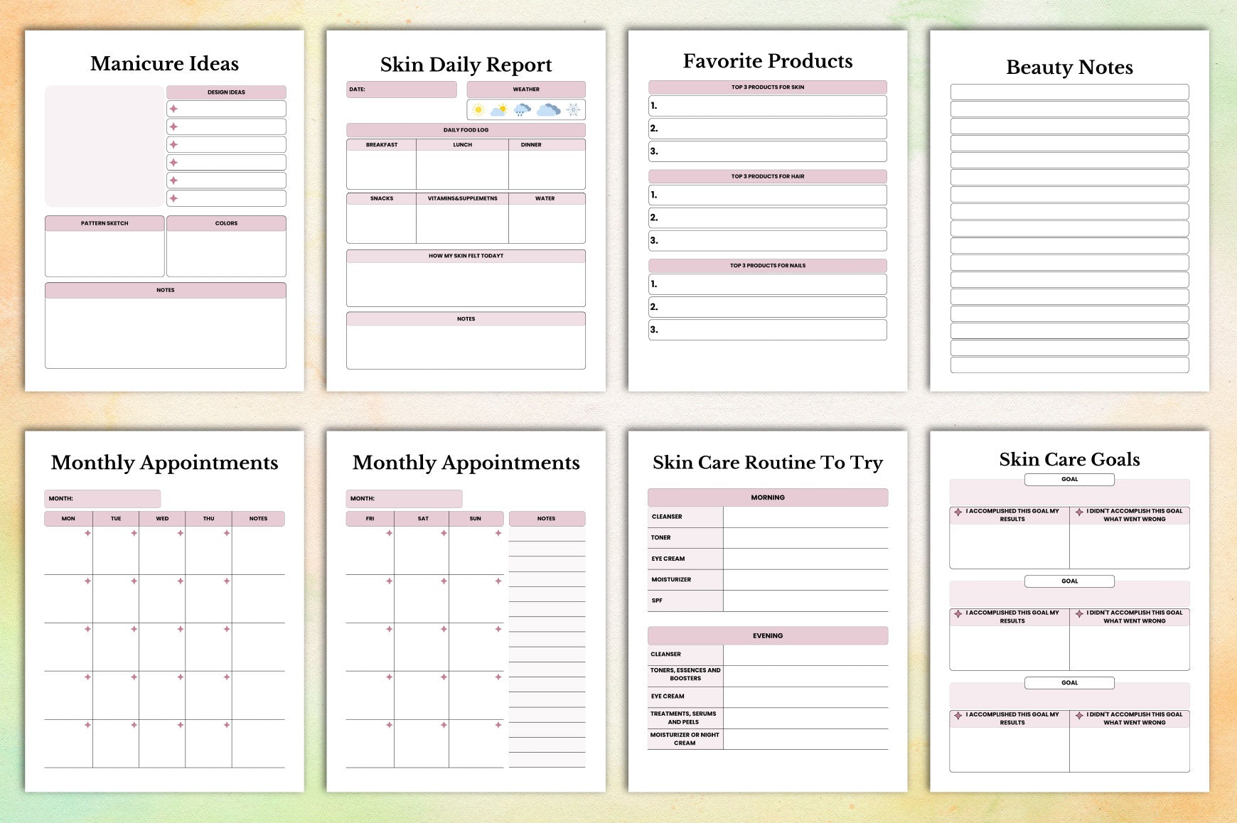 Skin Care Beauty Planner