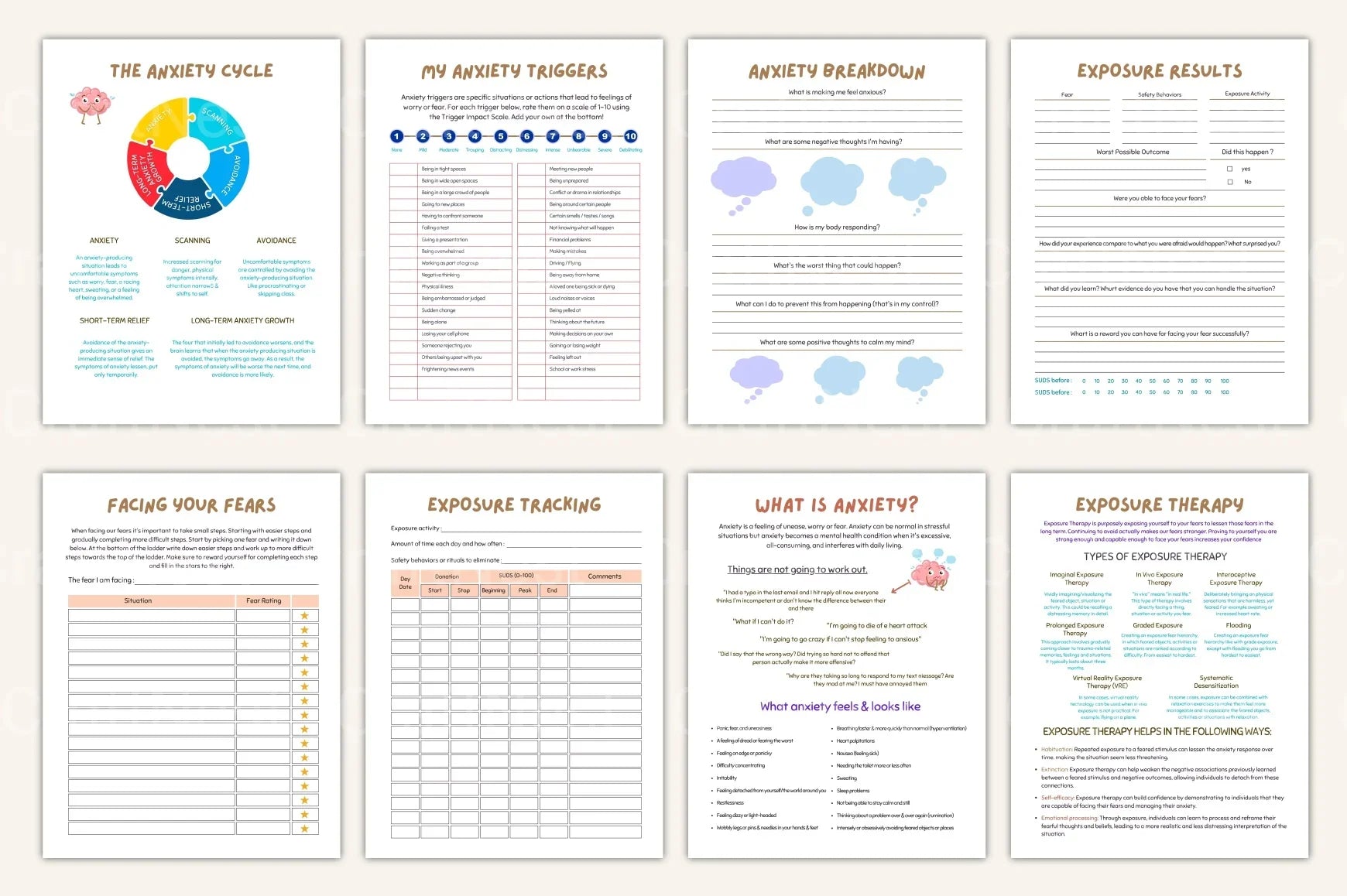 Anxiety and ADHD Management Strategies daily mood and anxiety tracking pages