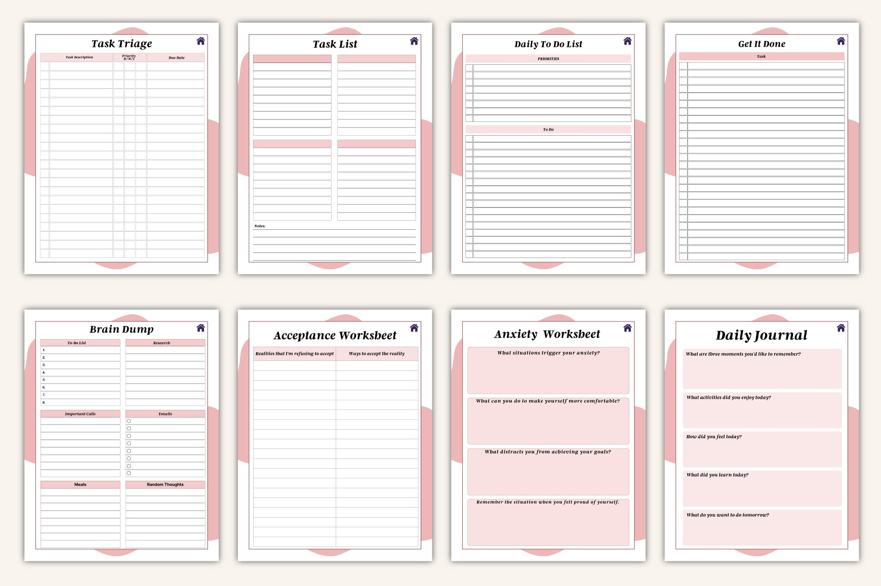 ADHD Brain Dump Planner Brainstorm Pages