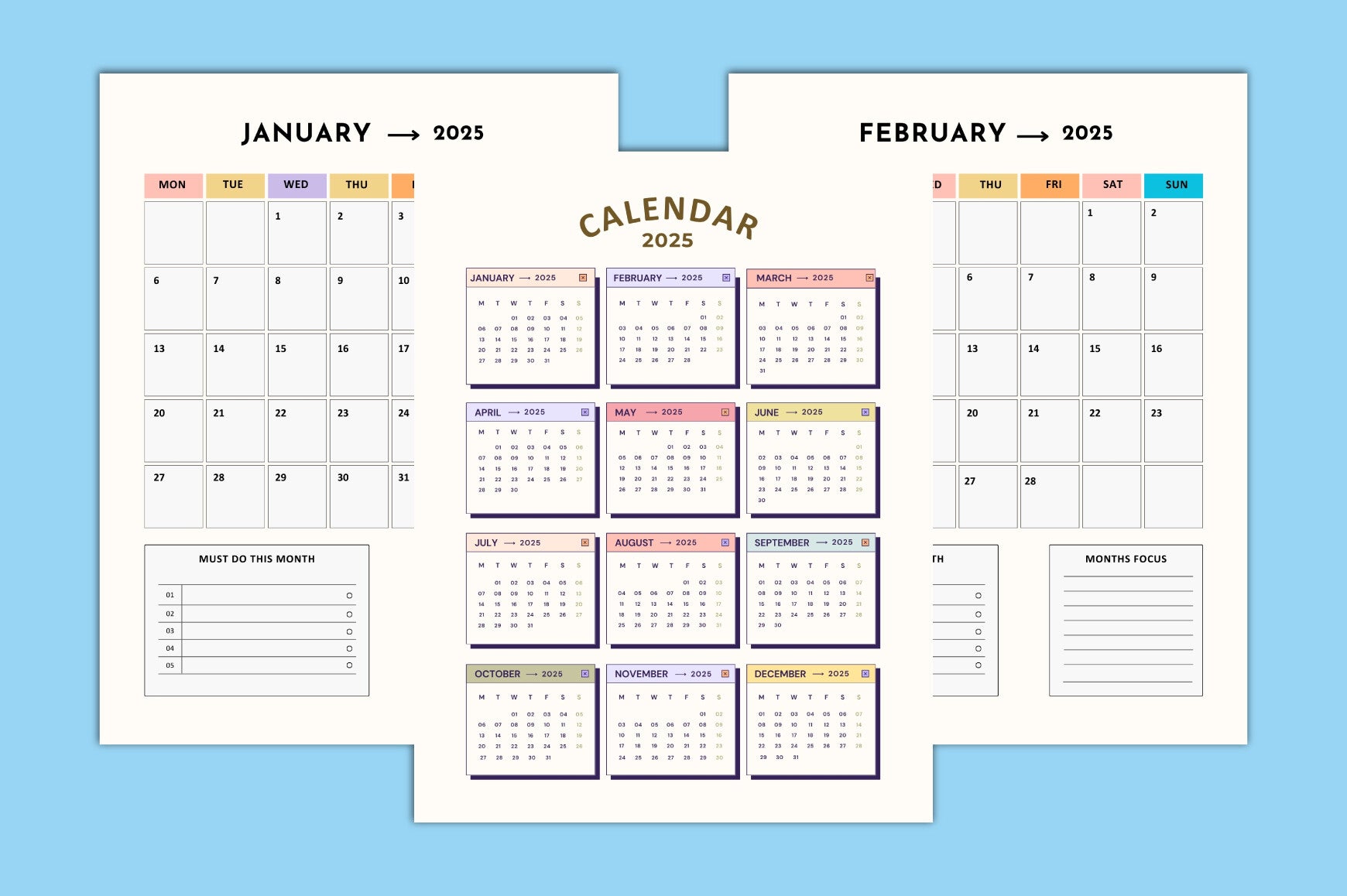 ADHD Adult Planner task management, goal setting and routine tracker pages