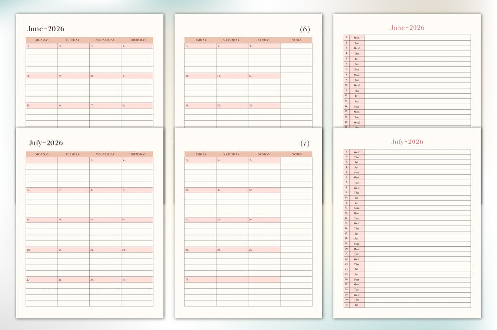 Monthly Format Planner