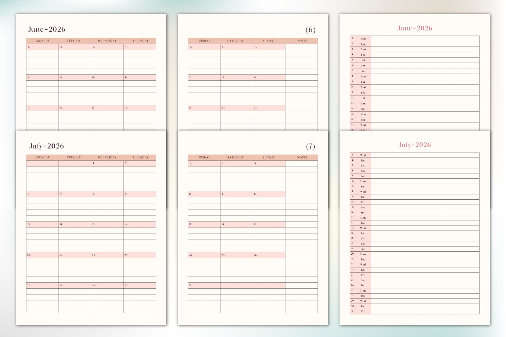 Monthly Format Planner