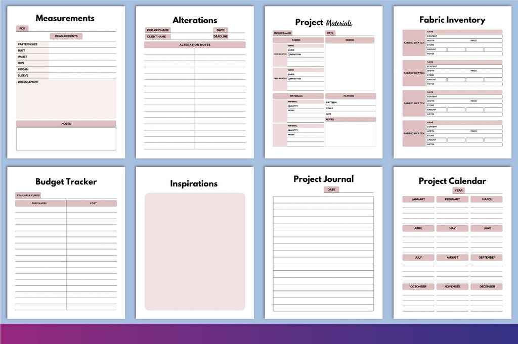 Sewing Planner Template