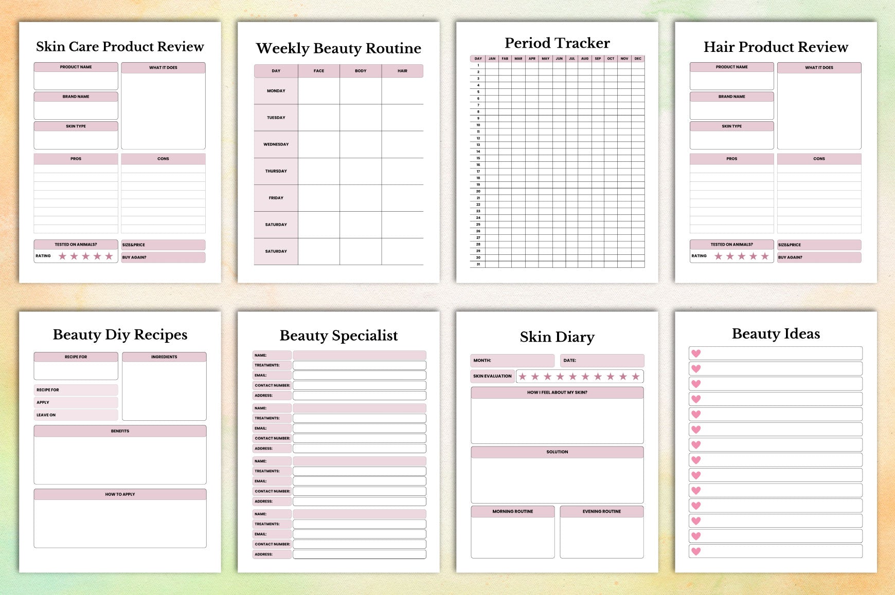 Skin Care Beauty Planner
