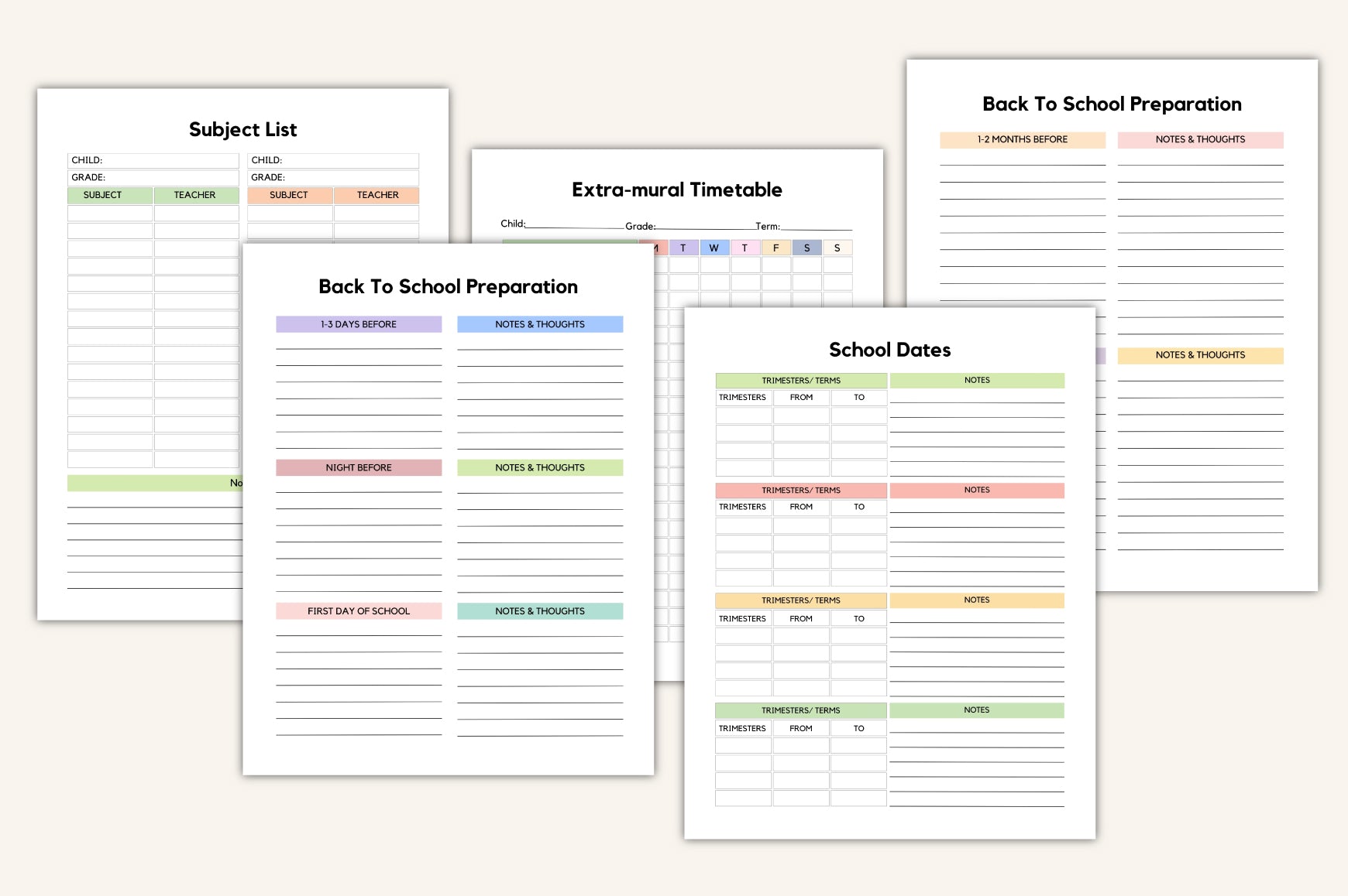 Back to School Planner
