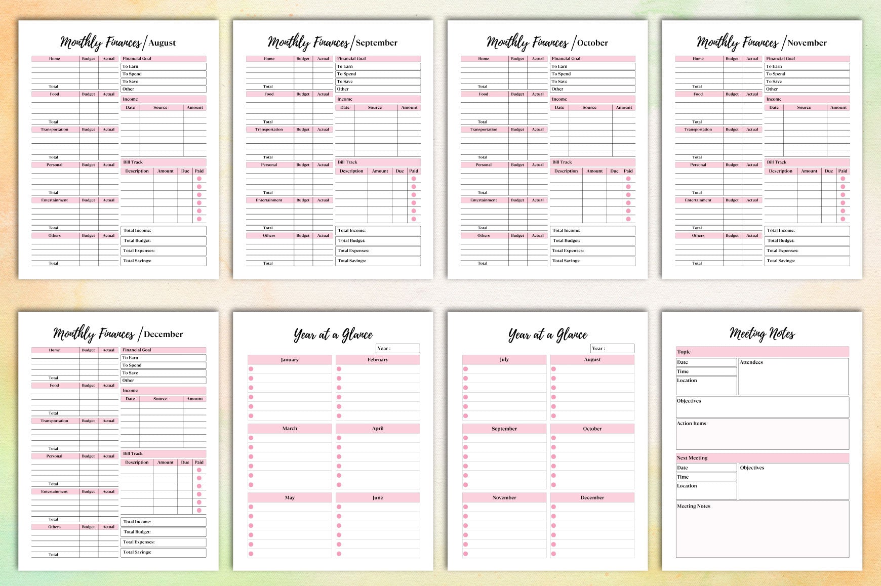 Undated Planner for Organization and Productivity