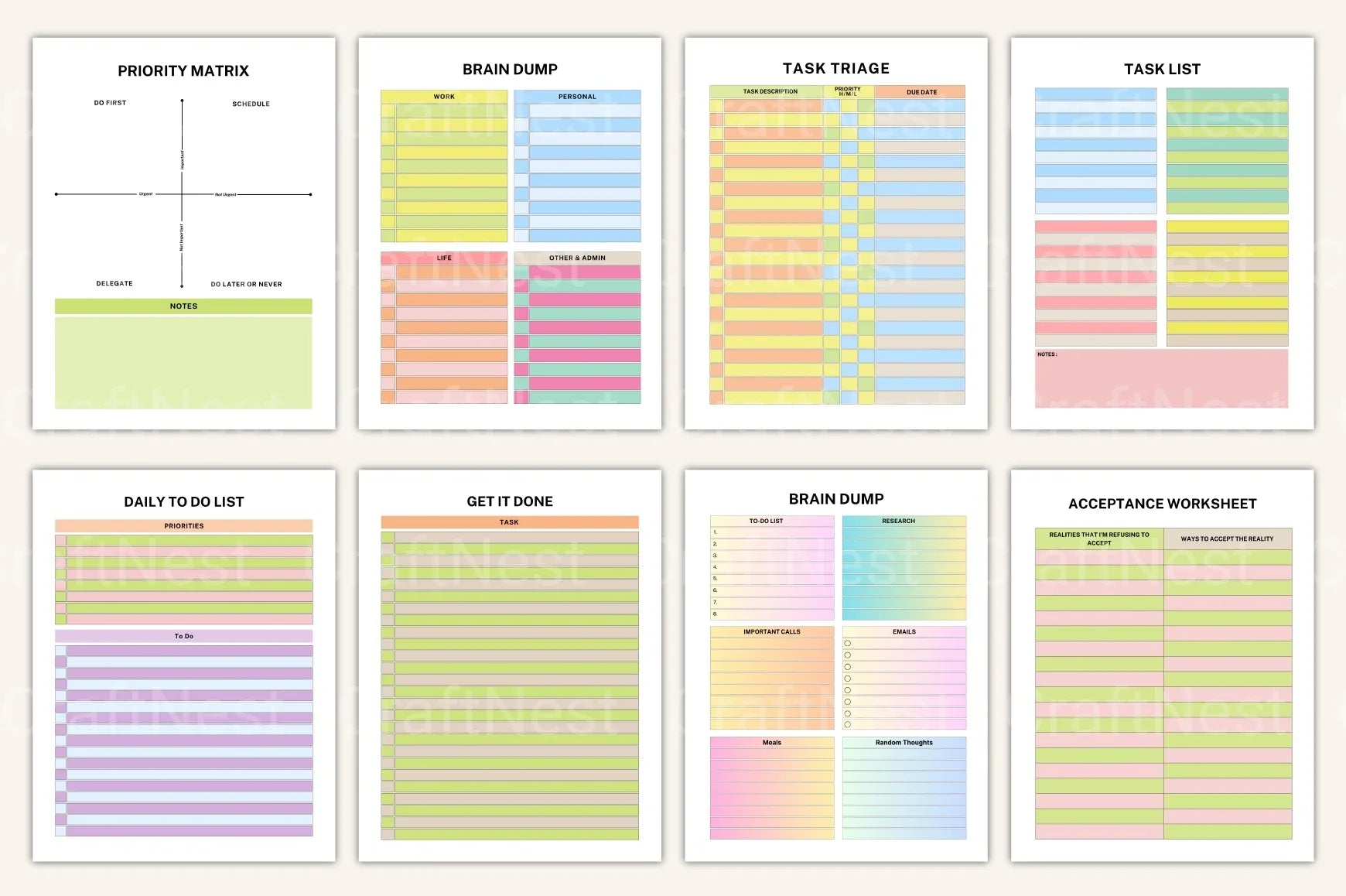 ADHD Printable Planner focus improvement and planning pages