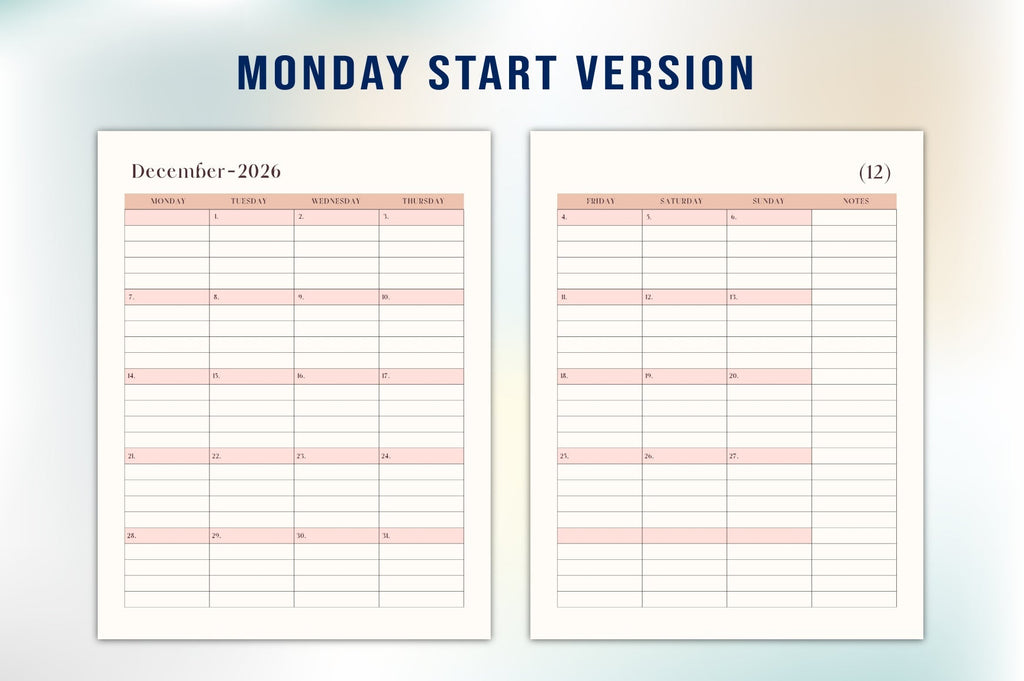 Monthly Format Planner