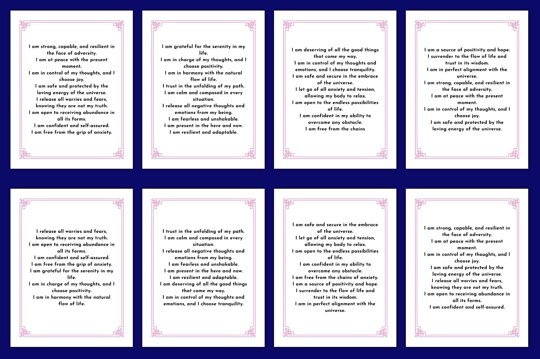 Anxiety Solution Affirmations Planner