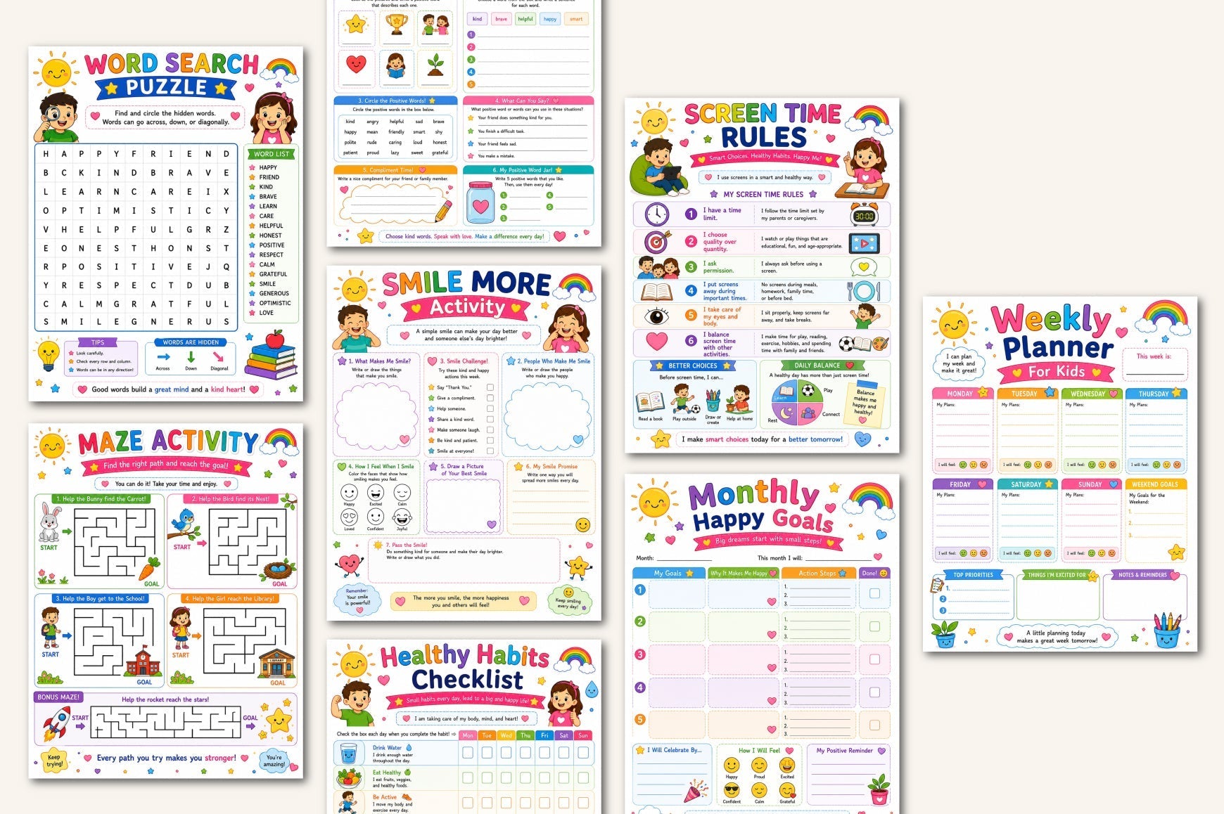 Happy Hearts For Kids Planner