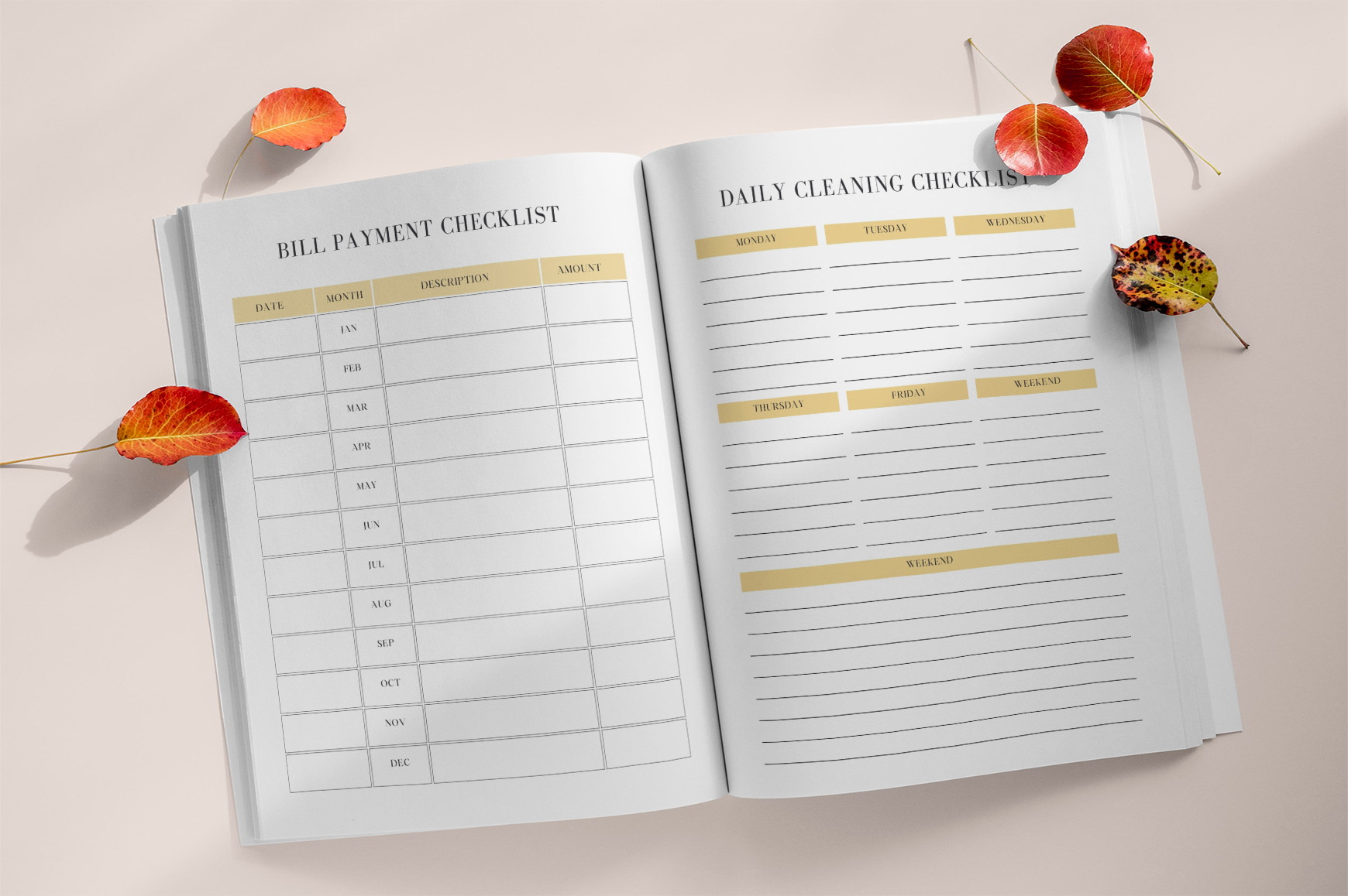 Daily Home Management Cleaning Planner