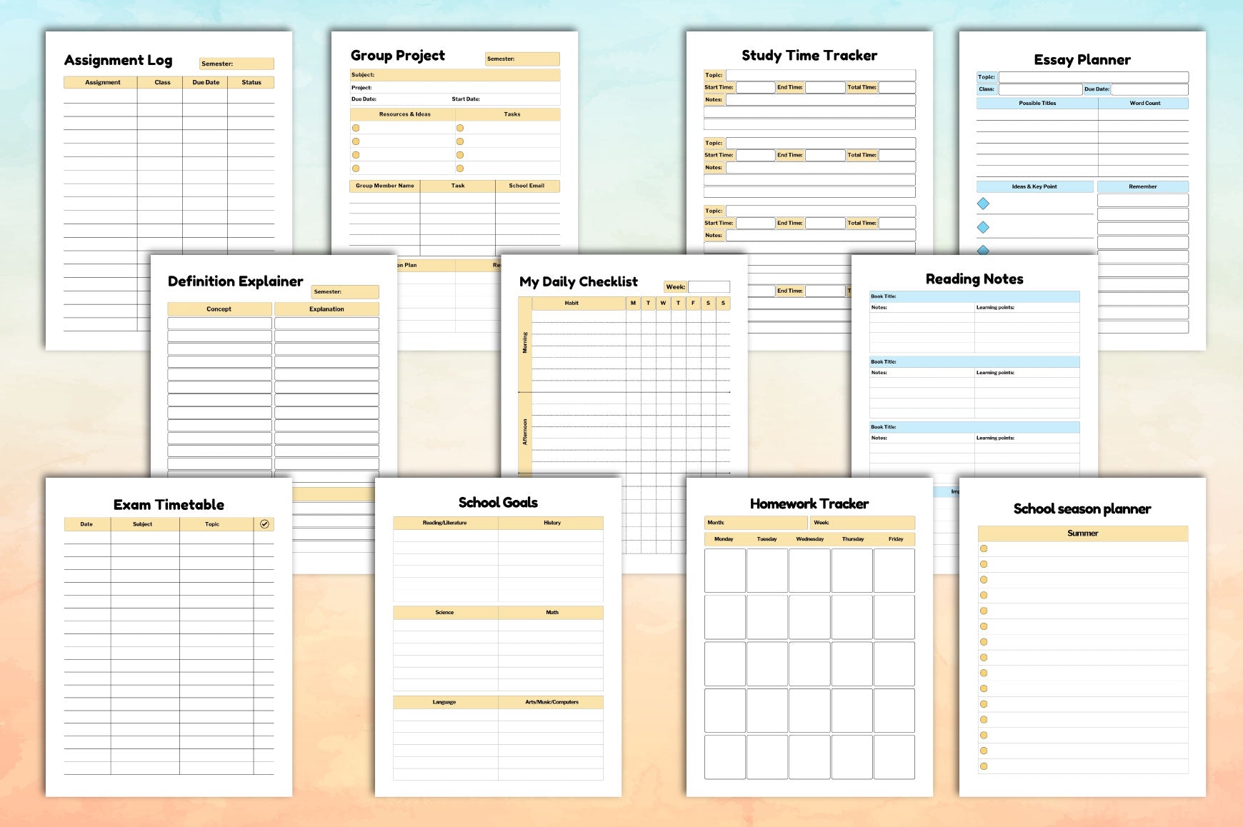 Back to School Planner