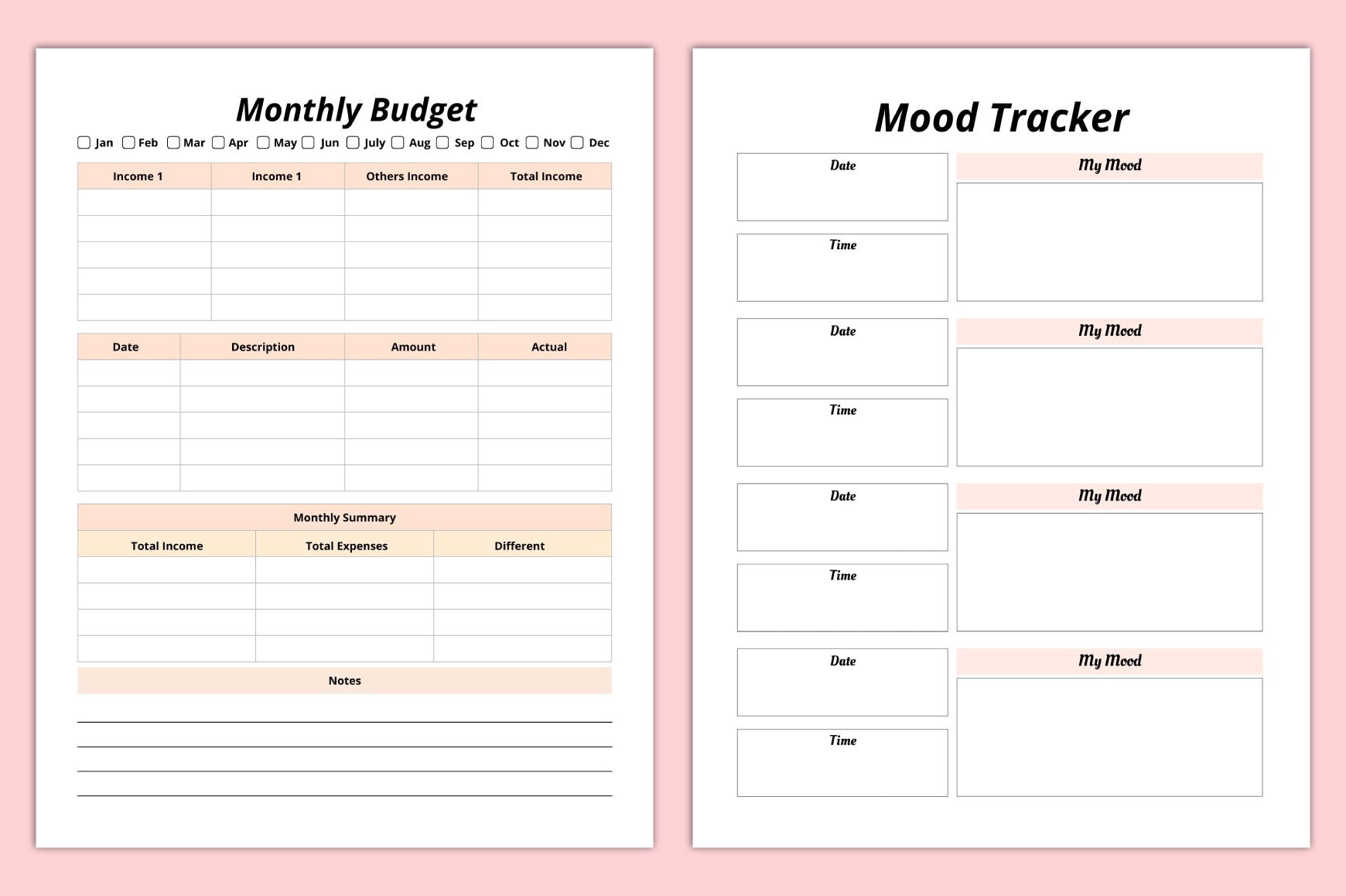 ADHD Productivity Planner including goal tracker worksheets