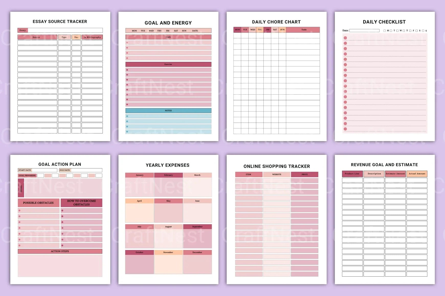 ADHD Printable Planner productivity and planning workbook