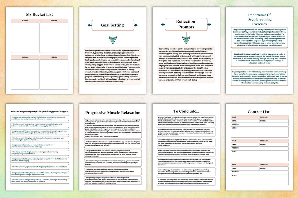 Mental Burnout Workbook for Stress Relief