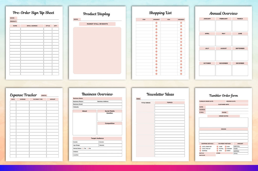Tumbler Business Planner Template
