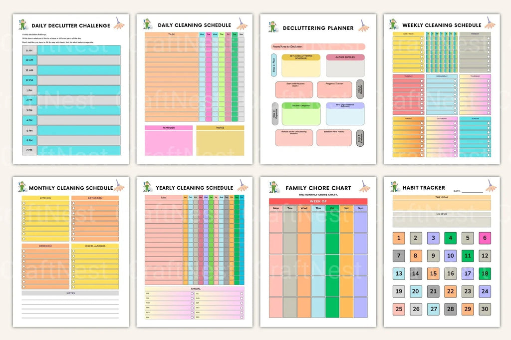 Printable ADHD cleaning checklist for maintaining organized and clutter-free spaces