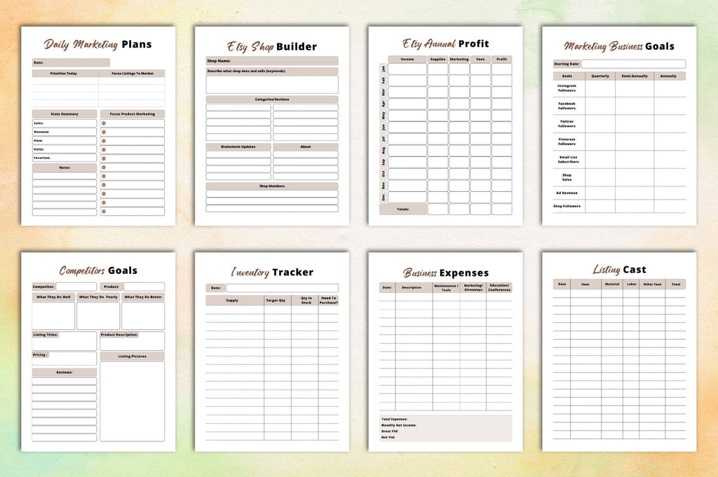 Etsy Shop Business Planner