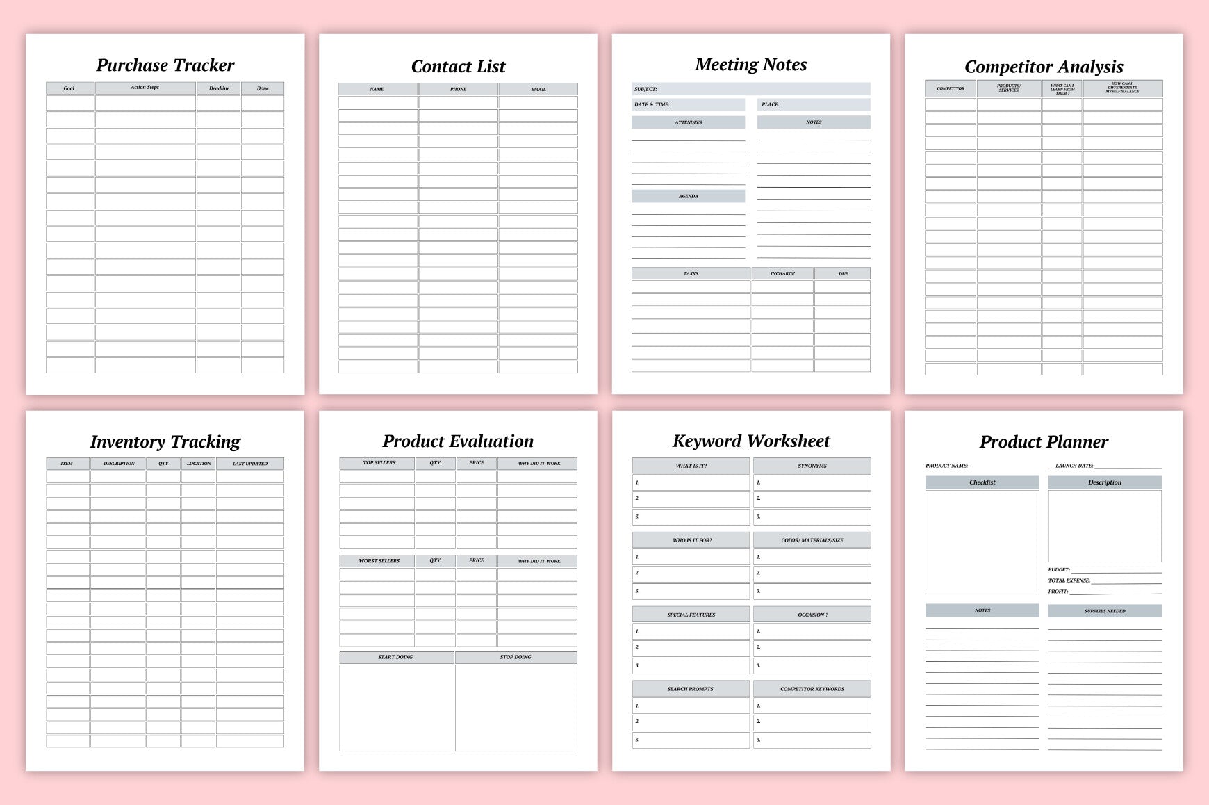 Tumbler Business Planner Template