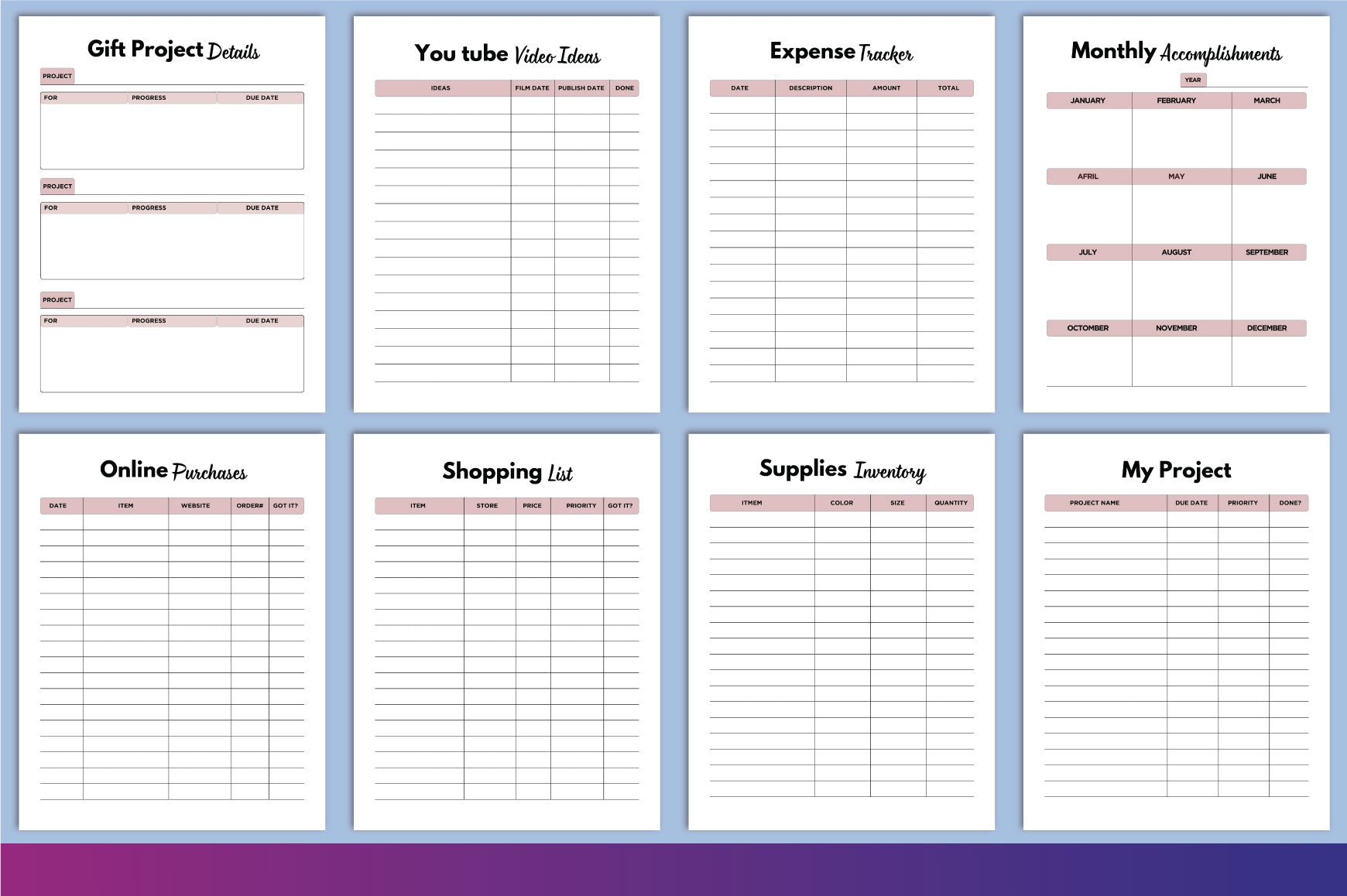 Sewing Planner Template