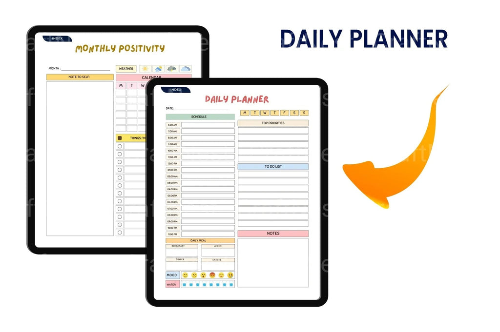 ADHD Printable Planner mood tracker and self care planner pages