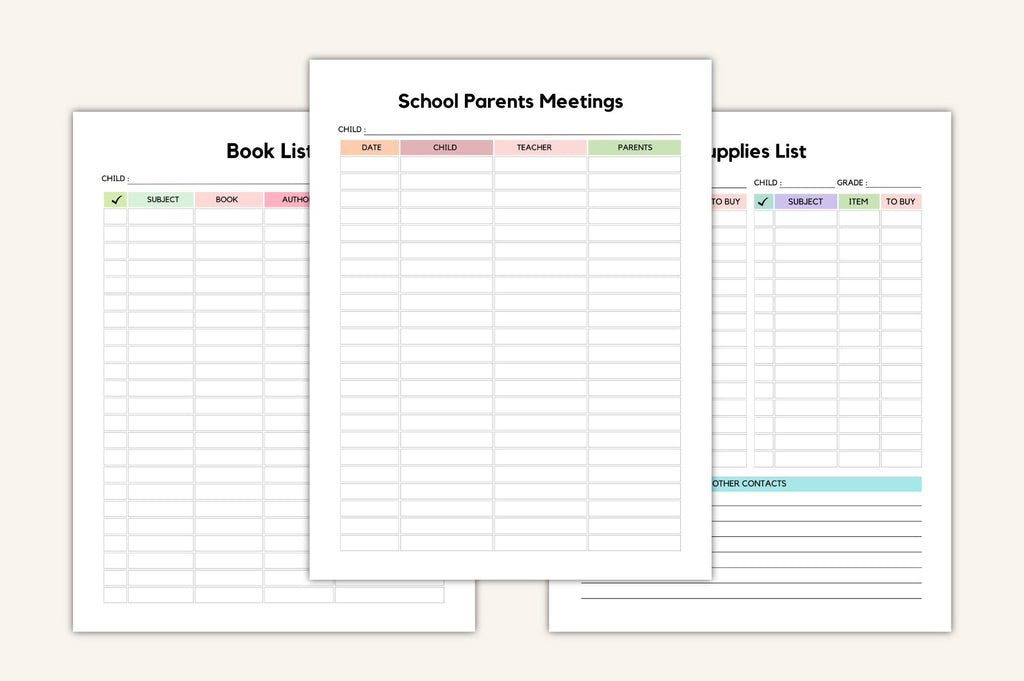 Back to School Planner