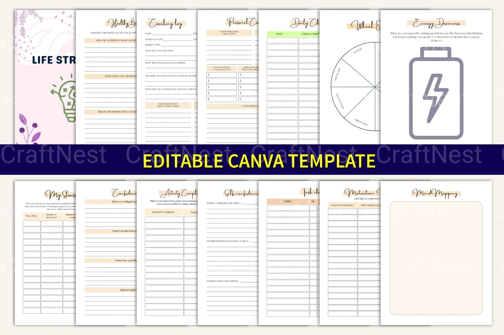 ADHD Mega Comprehensive Insights and Solutions daily planner and tracker pages