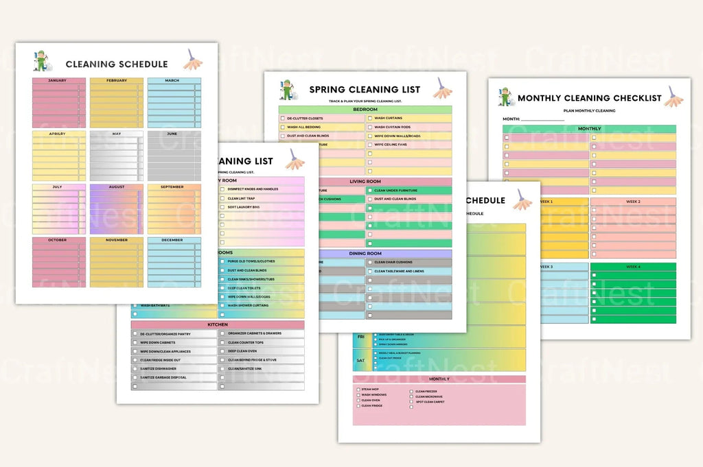 ADHD home cleaning planner with manageable daily, weekly, and monthly cleaning routines