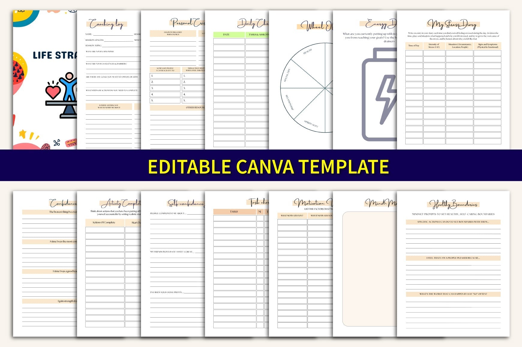 ADHD Mega Planner with goal tracker and habit tracking worksheets