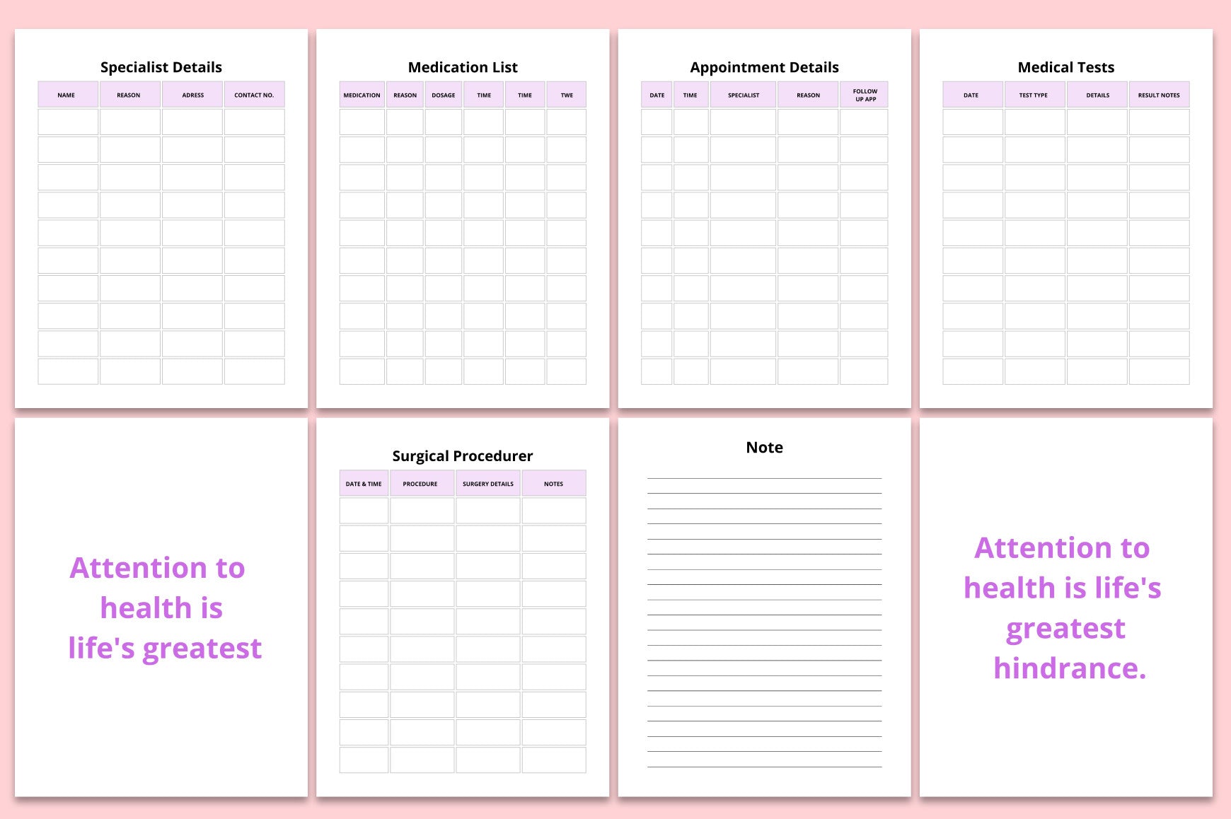 Personal Details Planner