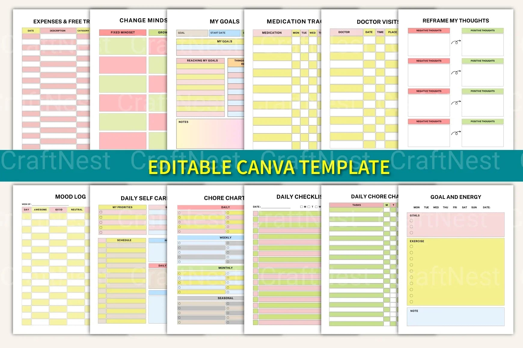 ADHD Printable Planner productivity worksheets for ADHD management