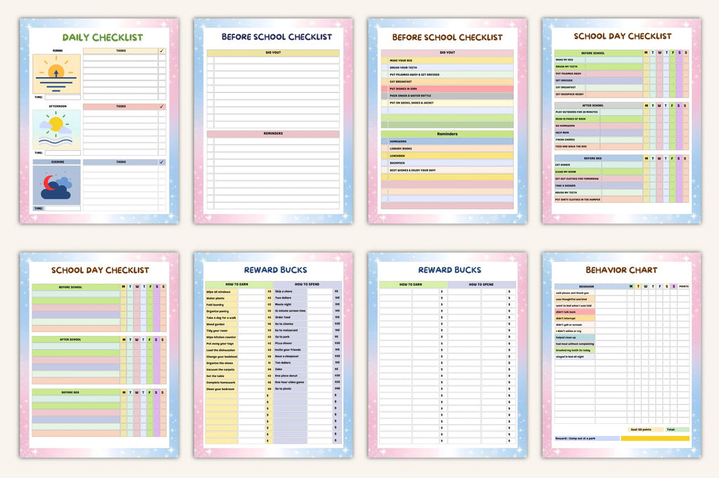Kids Task Reward Charts Planner