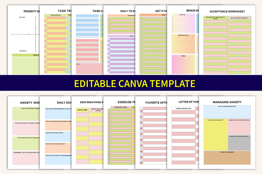 ADHD Brain Dump Book with goal tracker and organization printables
