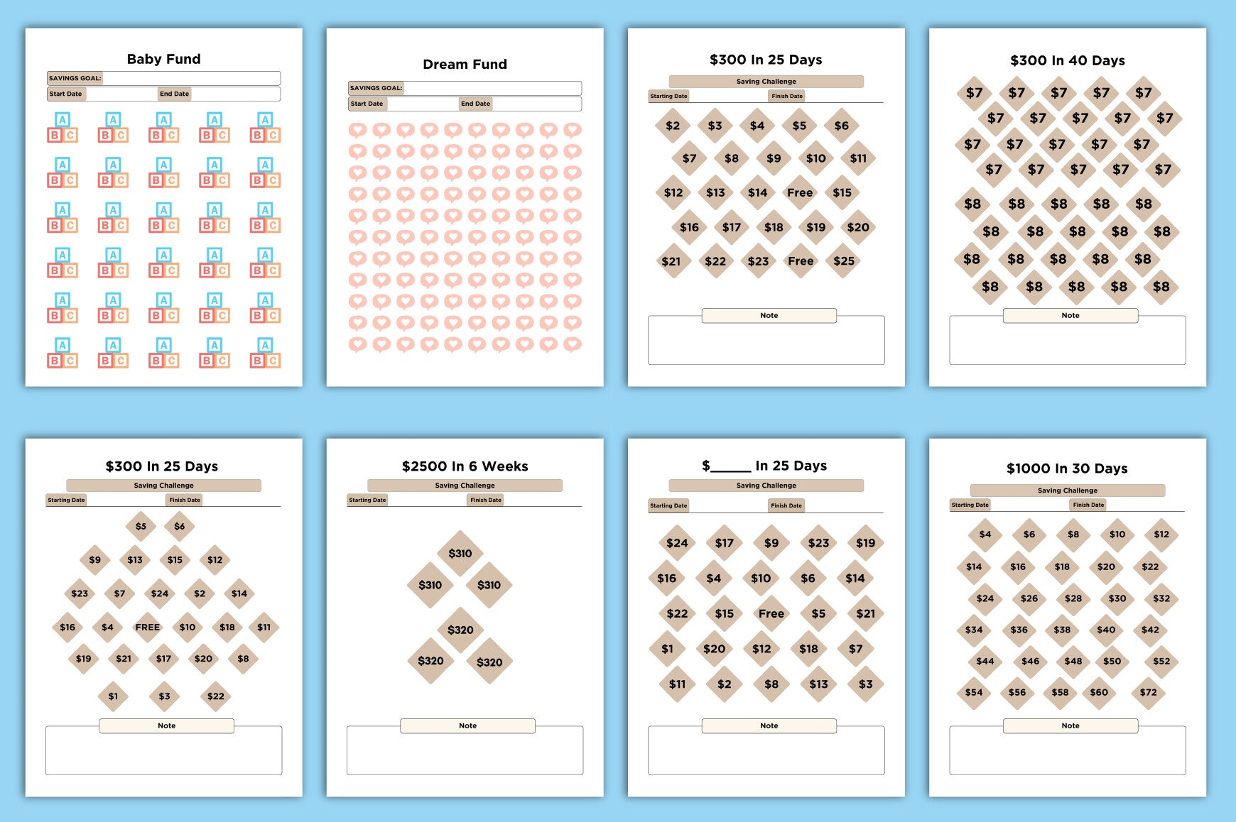 Money Savings Challenge Planner