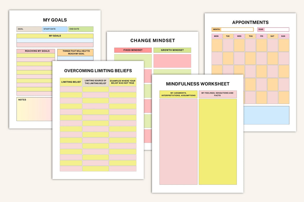 ADHD Brain Dump Book featuring focus tools and planning worksheets