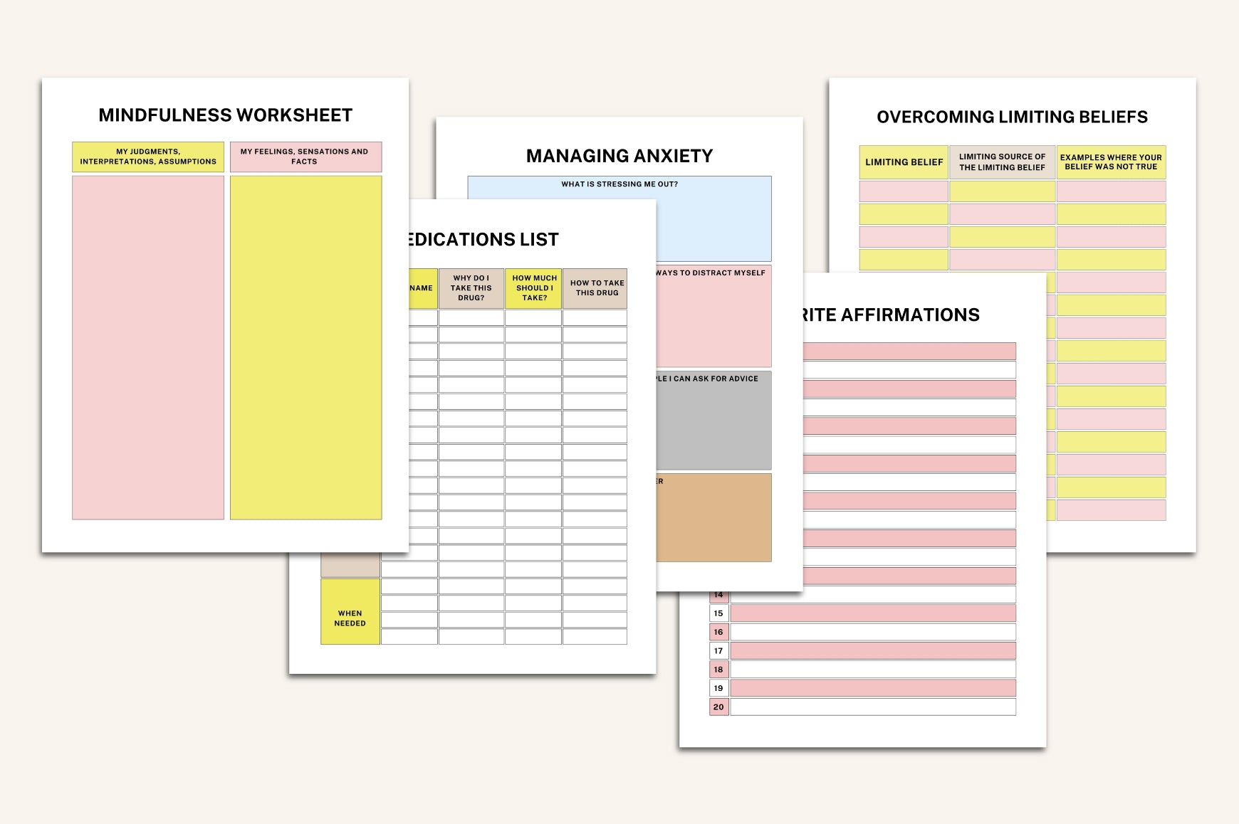 ADHD Brain Dump Journal with printable task organization pages