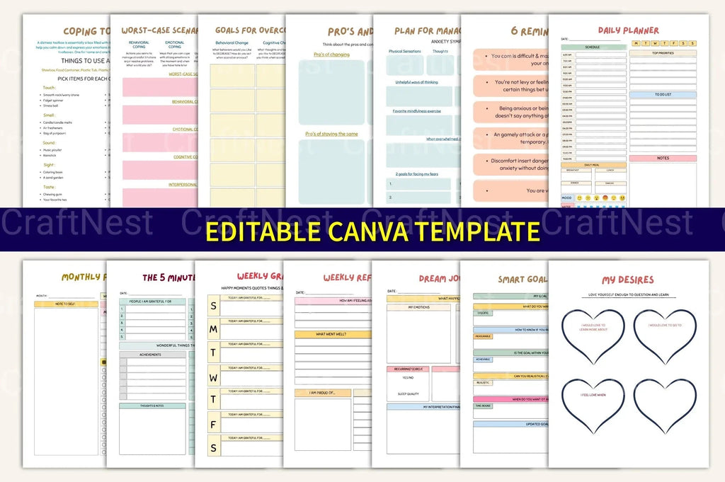 ADHD Printable Planner focus improvement and self care planner