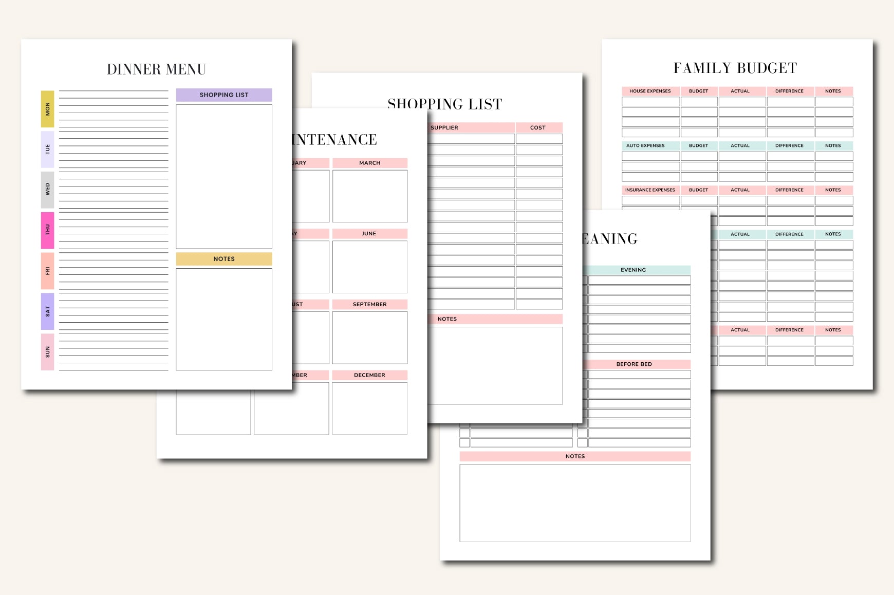 House Management Binder Planner