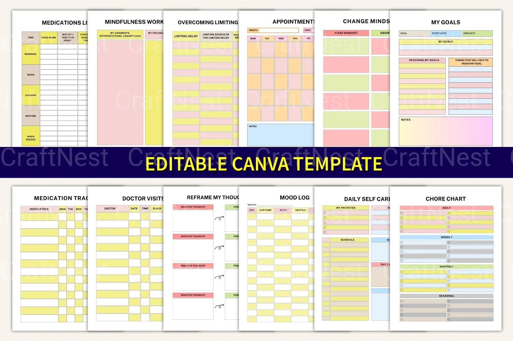 ADHD Printable Planner brain dump journal and organization workbook