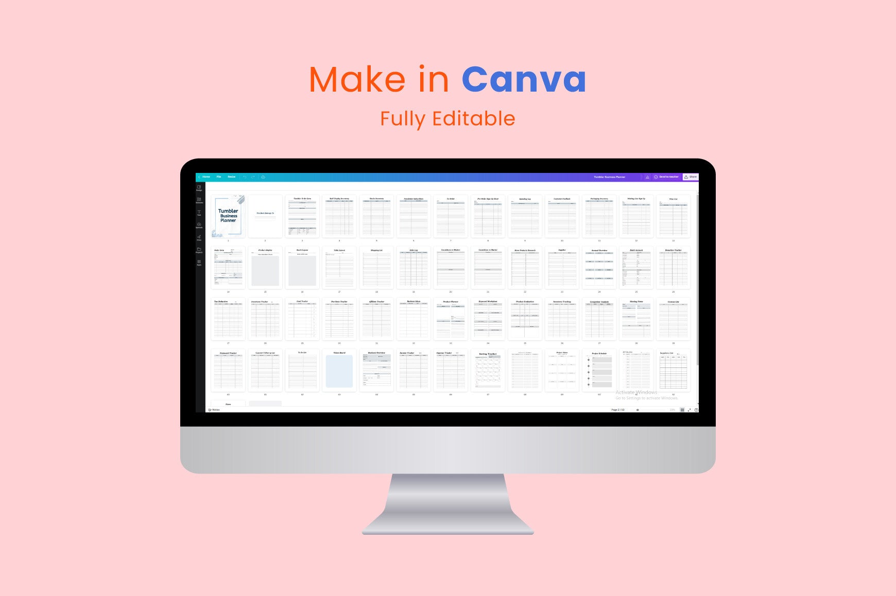 Tumbler Business Planner Template