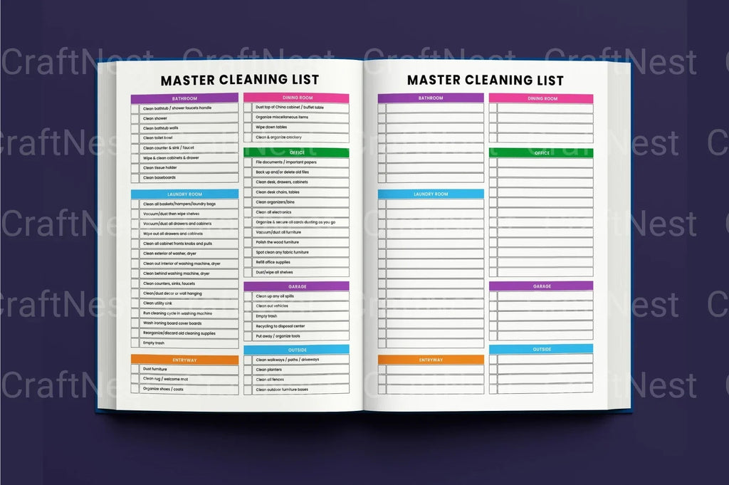 ADHD Printable Planner cleaning habit tracker and organizer
