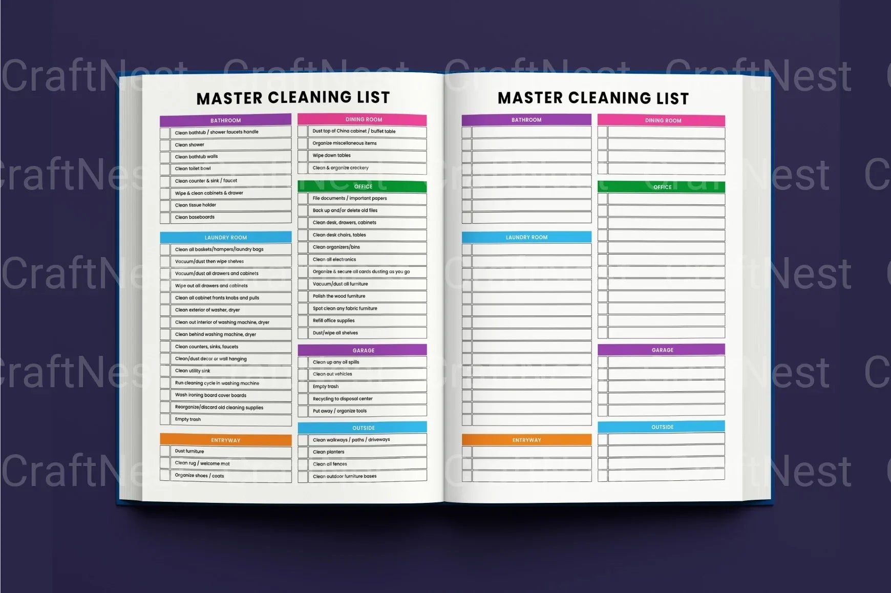 ADHD Printable Planner cleaning habit tracker and organizer